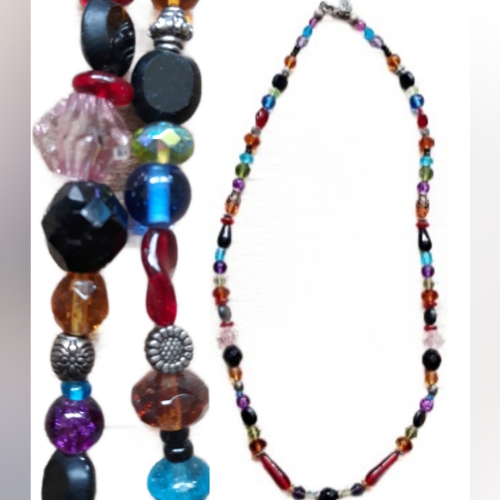 Lonnie Lovness Multicolor Beaded Necklace 27" Signed